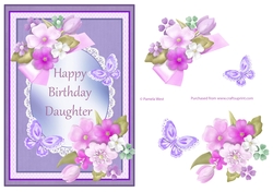Personalised butterflies and flowers card topper Daughter