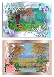 2 A5 Card toppers. Cottage Garden and Autumn Lake