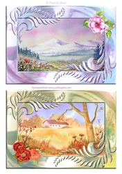 2 A5 Card toppers. Alpine Meadow and Autumn Farm