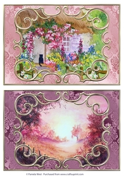 2 A5 card toppers Roses round the Door and Autumn Trees