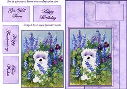 Westie and Delphinium Decoupage Card with Sentiments