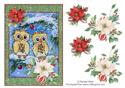 Its an Owls Christmas. Card topper with Step by Step decoupage