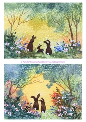 2 Rabbits Card toppers Original Watercolours Designer Resources