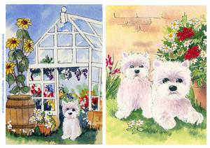 Westies in the Garden