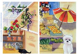 Cat in the Greenhouse and Westie at the Market