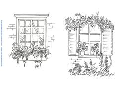 Window Box and Shutters and Pots Digi Stamps