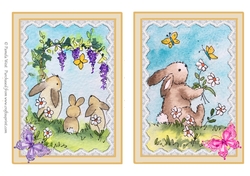 Rabbits and Butterflies Two card toppers