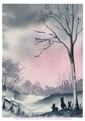 Pink Skies and Rabbits Designer resource or card topper
