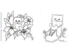 Cat in Basket and Kitten in Boot Digi Stamp