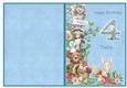 Woodland friends 4th birthday print and fold quick card