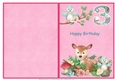 Little Deer 3rd birthday print and fold quick card