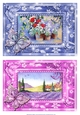 Lavender field Provence and Daisies and Geraniums. 2 Butterfly framed card toppers