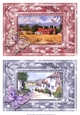Oast Houses Kent and Cornwall scene. 2 Butterfly framed card toppers