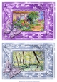 Cottage Garden and Woodland Stream. 2 Butterfly framed card toppers