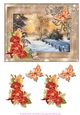 Autumn Snow Christmas Winter scene. Christmas card topper with decoupage