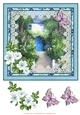 8x8 card topper Cottage Door with floral decoupage