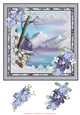 8x8 card topper Mountain Lake with floral decoupage