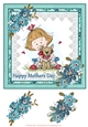 8x8 Girl and Puppy Mothers day card topper with decoupage