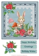 8x8 rabbit Birthday card topper with decoupage