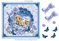 8 x 8 card topper. Rabbits in the Snow with decoupage