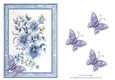 Blue Flowers and Butterflies. watercolour card topper with butterflies decoupage