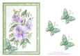 Purple Flowers and Butterflies. watercolour card topper with butterflies decoupage