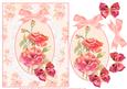 Watercolour Cameo with Lace Red Roses Decoupage Sheet