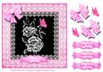 8x8 Black and White Roses with Butterfly Decoupage Sheet