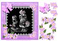 8x8 Best Friends Picking Flowers in Black and White