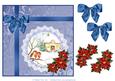 8x8 2 Robins with Bow and Poinsettia Decoupage