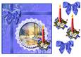 8x8 Forest Stream in Winter with Candle and Bow Decoupage