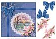 8x8 Winter Sunset Card with Lilies and Bow Decoupage