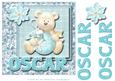 8x8 Baby's Christmas Name Card Oscar with Decoupage