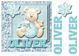 8x8 Baby's Christmas Name Card Oliver with Decoupage