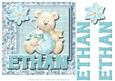 8x8 Baby's Christmas Name Card Ethan with Decoupage