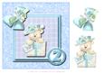 8x8 Blue Birthday Bear 2nd Birthday with Decoupage