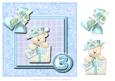 8x8 Blue Birthday Bear 3rd Birthday with Decoupage