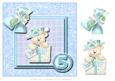 8x8 Blue Birthday Bear 5th Birthday with Decoupage