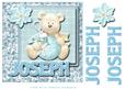 8x8 Baby's Christmas Name Card Joseph with Decoupage
