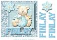 8x8 Baby's Christmas Name Card Finlay with Decoupage