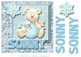 8x8 Baby's Christmas Name Card Sonny with Decoupage