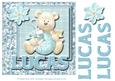 8x8 Baby's Christmas Name Card Lucas with Decoupage
