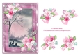 Sunset with Rabbits, card topper with floral decoupage