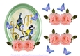 Bluetits with flowers and butterflies decoupage