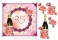 95th Birthday or anniversary card with roses and Champagne bottle decoupage