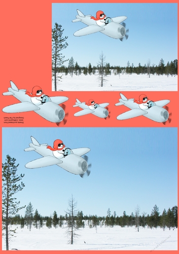 Snowman, flying a plane, 3 sizes, can be decoupaged, A5 & A6 images
