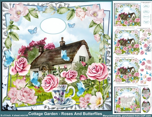Cottage Garden - Roses And Butterflies
