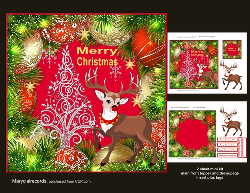 Merry Christmas Baubles and Rudolf mini kit