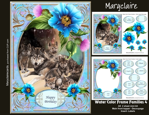 Water Color Frame Families 4 mini kit