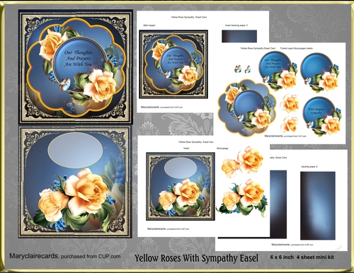 Yellow Rose With Sympathy Easel card mini kit